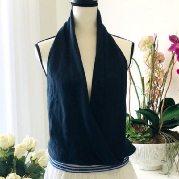 Amazing- Pur Coton Navy Blue Halter Top, Size 2 (xs) - Picture 1 of 5